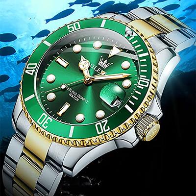 Olevs Watches for Men with Date Luxury Big Face Waterproof Mens Wristwatch Analog Dress Two Tone Stainless Steel Man Watch Luminous Relojes de