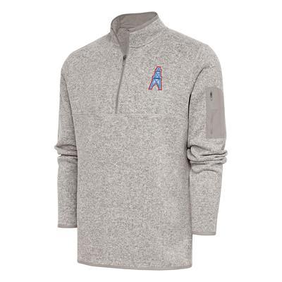 Men's Antigua White/Silver Detroit Lions Team Logo Throwback Team  Quarter-Zip Pullover Top