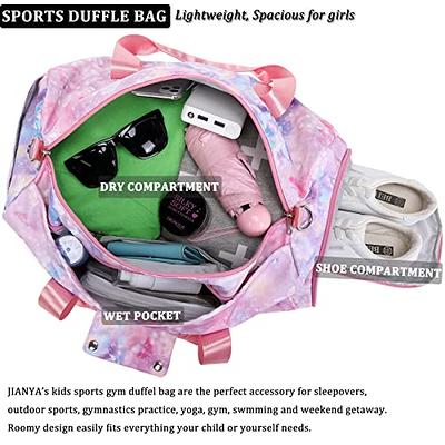  Kids Duffle Bag for Boys Girls Water Resistant Small Gym Bag  Overnight Weekender Travel Tote with Shoe Compartment and Wet Pocket