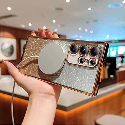 For Samsung Galaxy S24 Ultra Case Magnetic,for Women Girl Soft Luxury  Plating Bling Gradient Glitter Cute Compatible With Magsafe Cover