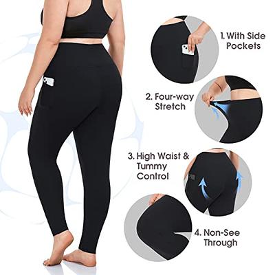 HLTPRO 3 Pack Plus Size Leggings for Women - High Waist Stretchy Soft Yoga  Pants for Workout Running Capri