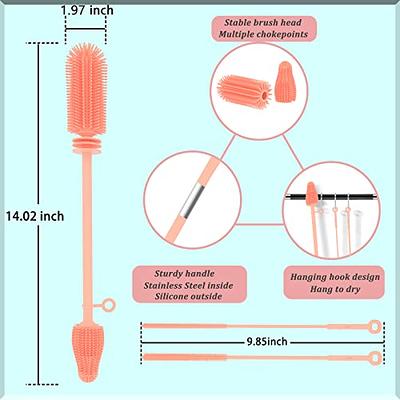 Dish Brush Set of 5 with Convenient Holder, Bottle Water Brush, Dish Scrub  Brush, Scrubber Brush and Straw Brush - Kitchen Scrub Brushes Non Slip Long