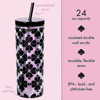 Kate Spade New York Acrylic Tumbler with Lid and Straw, 24 oz Tumbler, Slim  Double Wall Tumbler, Spade Flower Stripe - Yahoo Shopping