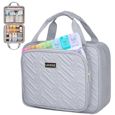 Large Padded Pill Bottle Organizer, Medicine Bag, Case for Medications,  Vitamins, and Medical Supplies With Fixed Pockets 