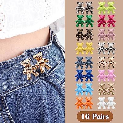 ZYNERY 16 Pairs Bear Pants Button Tightener, Waist Adjuster for Pants -  Bear Pants Clip - No Sew Jean Buttons Pins for Women Skirt Dress Clothes Loose  Jeans (16 Colors) - Yahoo Shopping
