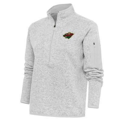 Men's Antigua Heather Gray Kansas City Chiefs Team Logo Fortune Quarter-Zip  Pullover Jacket 