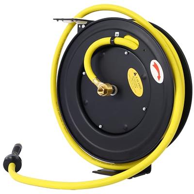 Klutch Auto Rewind Air Hose Reel - with 1/2in. x 50ft. Rubber Hose, 300 PSI  - Yahoo Shopping