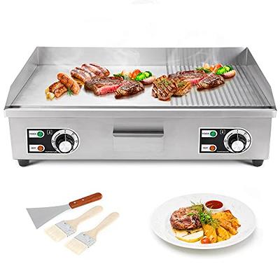 Electric Non Stick Grill Griddle Flat Top Indoor Countertop Portable Large  Cook