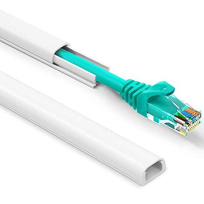 Delamu Cord Hider, One-Cord Channel 94in Cord Cover Wall, Paintable Wire  Hider Cable Cover for Wall Mounted TV, 6xL15.7 W0.59 H0.4in, White 