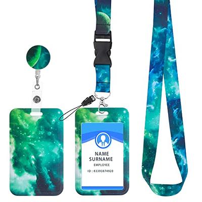 cobee ID Badge Holder with Lanyard, Retractable Starry Sky Badge Holders  with Reels and Detachable Badge Lanyards Fashionable Neck Crossbody Lanyard  Name Credit Card Protector for Women/Girls(Green) - Yahoo Shopping