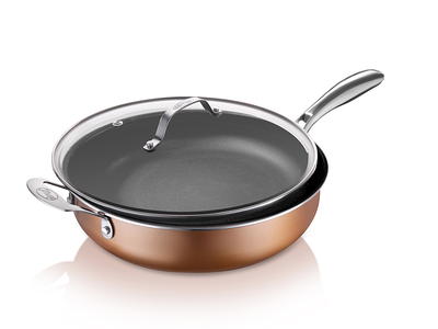 Starfrit 034458-002-0000 11 in. Aluminum Nonstick Deep Fry Pan with Lid