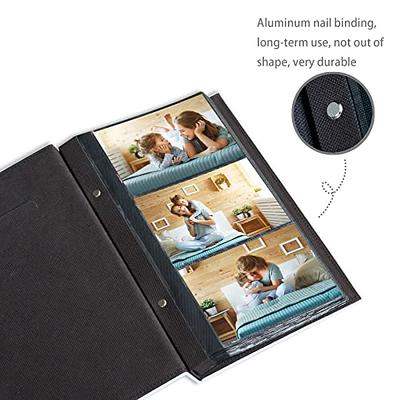 RECUTMS Photo Album Self Adhesive 30 Pages 4x6 5x7 8x10 Photos of Any Size  White Inner Button Grain Leather DIY Scrap Book Baby Photo Albums Family