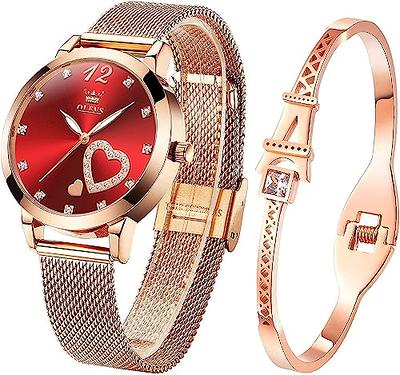 Adrienne Vittadini Women's Gold-Tone Metal Strap Watch 36mm