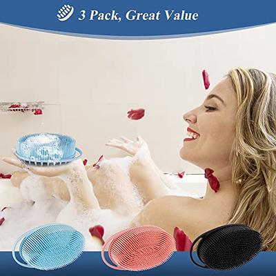 Silicone Shower Brush Back & Body Scrubber (Green, Pink, 2 Pack) 