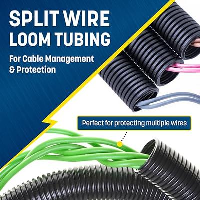 10 ft. 1/8 inch Split Wire Loom Conduit Polyethylene Tubing Black Color Sleeve Tube