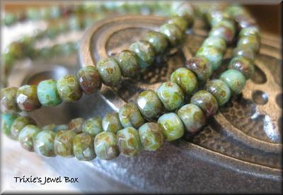 Czech Glass 2mm Firepolish Beads GREEN OPAQUE LUSTER