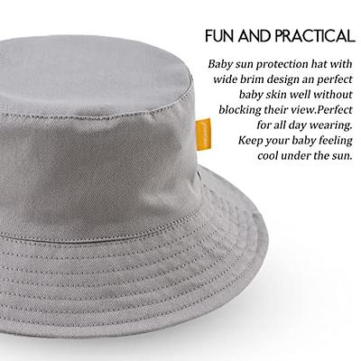 Cotton Baby Sun Hat Infant Toddler Boys Girls Bucket Hats Summer Sun  Protection Kids Beach Caps(Gray,46cm) - Yahoo Shopping