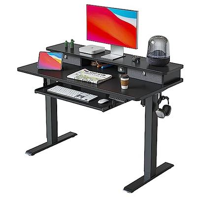  Lubvlook Standing Desk Converter, 47 Height Adjustable Sit  Stand Desk Riser for Dual Monitors with Keyboard Tray, Black, SD10L :  Office Products