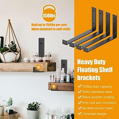 Shelf Brackets with Hooks, Heavy Duty Floating Shelf Bracket, Cast Iron Shelving  Brackets for DIY Wall Shelves, Rustic Shelf Brackets 6 Inch, 2 Pack - Yahoo  Shopping