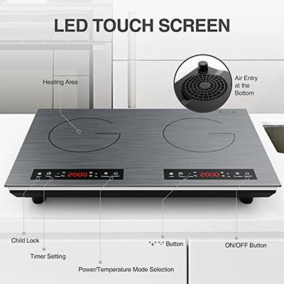 VBGK Double Induction Cooktop, Portable Induction Cooktop with induction  burner,with LCD Touch Screen 9 Levels Settings with Child Safety Lock &  Timer 110V 2 Burner Induction Cooktop - Yahoo Shopping