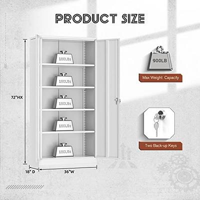 Atripark Metal Storage Cabinet with Lock, 72 Lockable Garage Tool Cabinet with Doors