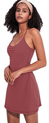 Women's Exercise Workout Dress with Built-in Bra & Shorts Sleeveless Tennis  Golf Athletic Dress with Pockets