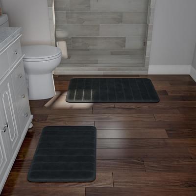 Hastings Home Bathroom Mats 60-in x 24-in Silver Cotton Bath Mat