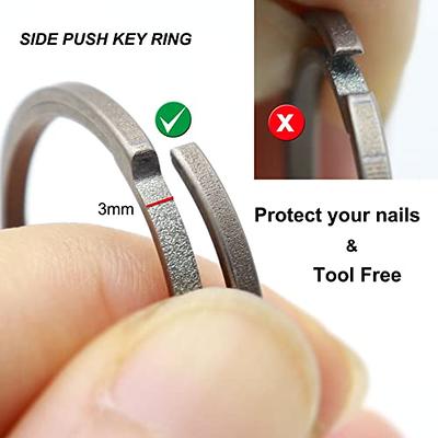 TISUR Titanium Keychain Rings, Split Side Pushing Key Rings Heavy