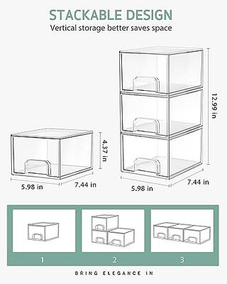 mDesign Plastic Stackable 3-Drawer Kitchen Storage Organizer - Clear