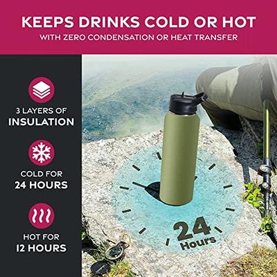 FineDine Insulated Water Bottles with Straw - 40 Oz Stainless