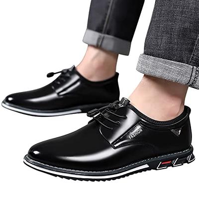  Men's Oxford Derby Orthopedic Leather Shoes Formal Business Dress  Sneakers Casual Walking Driving Slip-on Penny Loafers Black