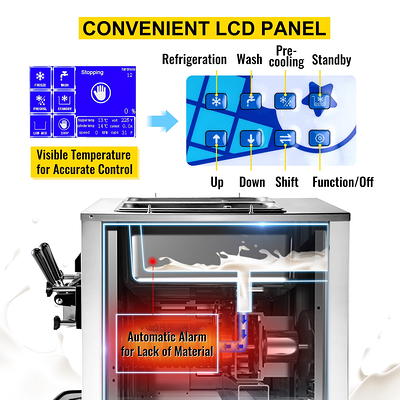 BENTISM Commercial Ice Cream Maker Soft Ice Cream Machine Single