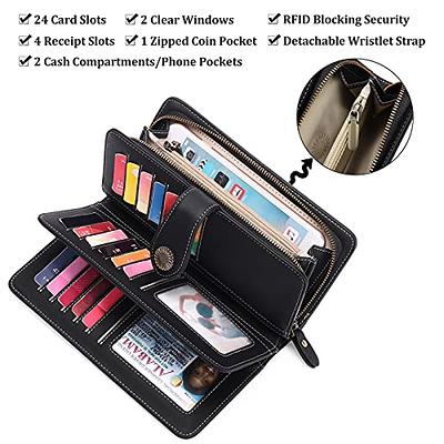 Leather Wallet for Women  Big RFID Zippered Card and Cash Wallet