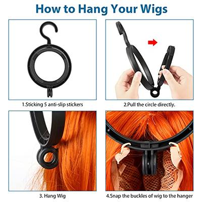 3 Packs Wig Stand Holder, Portable Collapsible Wig Holder for Multiple Wigs,  Durable Wig Stands for Wig Drying Stand Travel Wig Holder Stand Wigs  Display Stand Tool (Black)