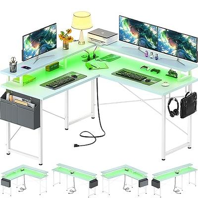 Unikito U Shaped Desk with Monitor Stand and LED Lights