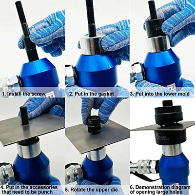 Happybuy Hydraulic Hole Puncher Cutting Thick 1/4,Electric Hydraulic Hole  Punching Tool w/ 5-Dies Set,Hydraulic Metal Hole Puncher w/Manual Oil