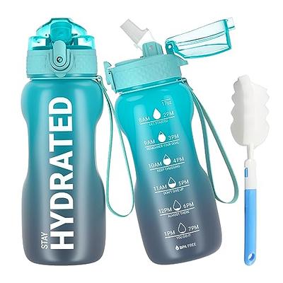 Gohippos Water Bottles with Times to Drink, 64 oz Half Gallon Water Bottle with Straw, Motivational Water Bottle for Gym School Office to Stay