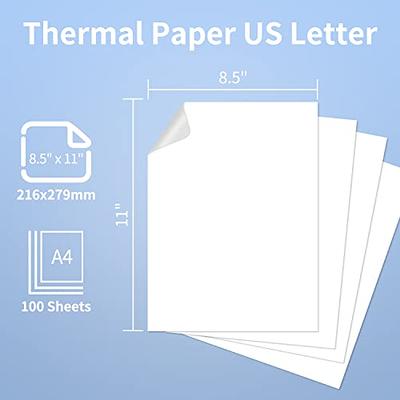 Phomemo Thermal Printer Paper, Thermal Paper 8.5 x 11 inch, US Letter Size Paper, Multipurpose Office White Compatible with M08F, MT800, Mt800q and