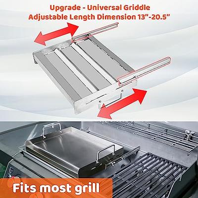 Universal Stainless Steel Griddle, Flat Top Grill with Removable Grease  Tray, Griddle for Gas Griddle, Telescopic Support to Accommodate Different