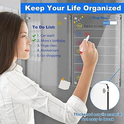 Acrylic Magnetic Calendar for Fridge, Weekly Planner Memo White Board Dry  Erase Grocery List Includes 4 Dry Erase Markers and Eraser Apartment Decor  Must Haves Notepads Menu Board for Kitchen（12X8） - Yahoo