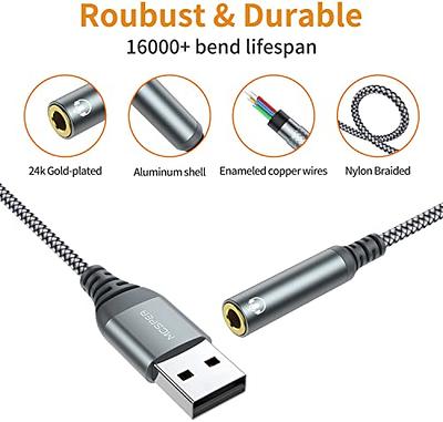 10 FT USB to 3.5mm TRS Audio Jack Adapter，USB Male to 3.5mm Male AUX Stereo  Audio Cord，Compatibility with Laptop, Speaker, Windows，Not Applicable to