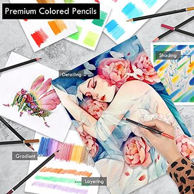 KALOUR Premium Colored Pencils for Adult Coloring Book,Set of 72 Colors,Zipper Pencil Slot Case,with Sharpener,Soft Core,7 Metallic Color