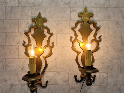 Gothic Victorian Wall Candlesticks, Vintage Pair Wall Sconces