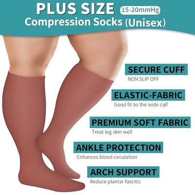 3XL Plus Size Compression Socks for Women Men Closed Toe Wide Calf Extra  Large Knee High Compression Stockings Support for Circulation Nurses  Running