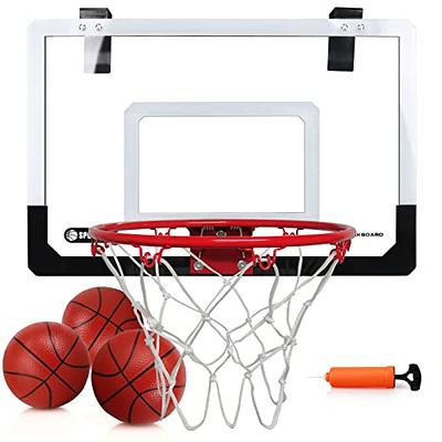  Indoor Basketball Hoop with Electronic Scoreboard - 6 Balls  Included Fun for Kids and Adults Mini Hoop for Home & Office for Toy  Enthusiasts Easy Door Mounting Size: 16x12 inches 