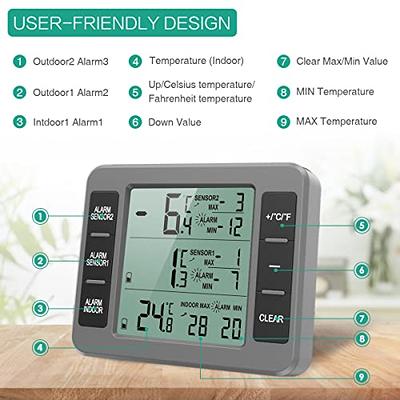 Waterproof Refrigerator Fridge Thermometer, Digital Freezer Room