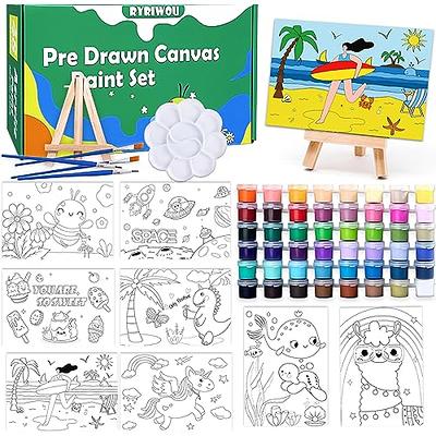 RYRIWOU Pre Drawn Canvas Set Paint by Numbers for Kids Acrylic