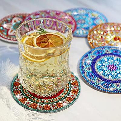 6pcs/Set Diamond Painting Coasters For Drinks DIY Coaster Diamond Art Kits  For Adults Kids Beginners Diamond Art Craft Supplies