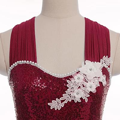 AFAVOM Lyrical Dance Costume for Women Sequin Flower Lyrical Dance