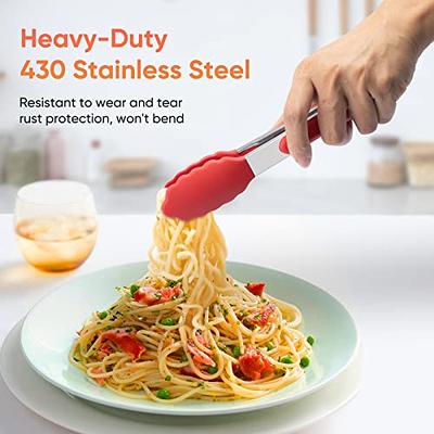 7inch Silicone Food Tongs Rubber Tip Tongs Stainless Steel Core Bbq Kitchen  Cooking Tongs With Silicone Tips